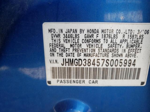 Photo 10 from auction – 2007 HONDA FIT with VIN JHMGD38457S005994