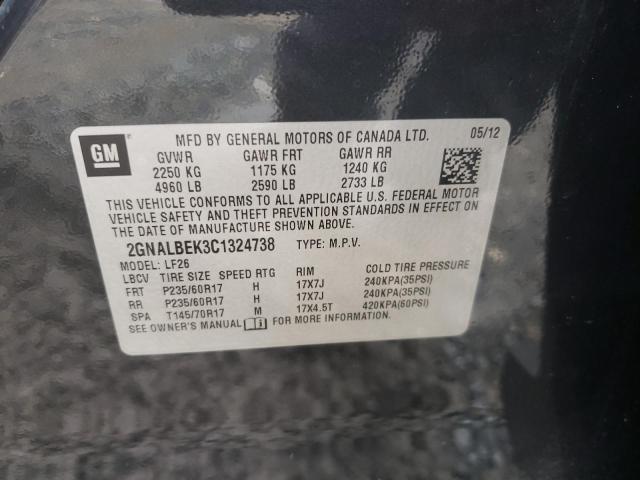 Photo 10 from auction – 2012 CHEVROLET EQUINOX LS with VIN 2GNALBEK3C1324738