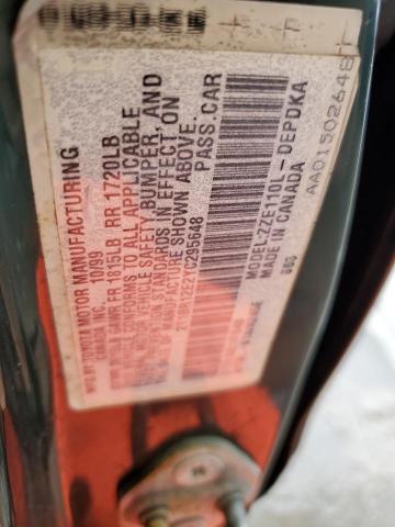 Photo 10 from auction – 2000 TOYOTA COROLLA VE with VIN 2T1BR12E2YC295648