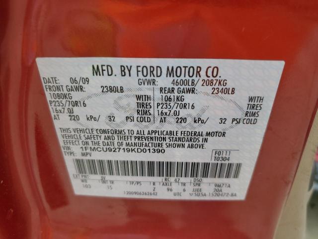 Photo 10 from auction – 2009 FORD ESCAPE XLS with VIN 1FMCU92719KD01390
