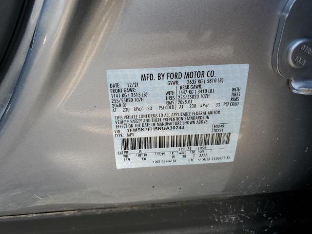 Photo 10 from auction – 2022 FORD EXPLORER L with VIN 1FMSK7FH5NGA30243