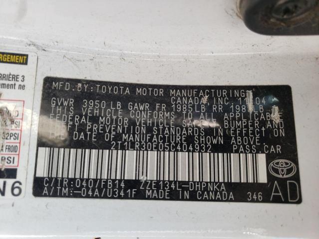 Photo 10 from auction – 2005 TOYOTA COROLLA MA with VIN 2T1LR30E05C404932