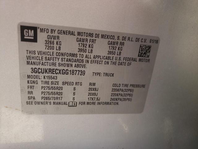 Photo 10 from auction – 2016 CHEVROLET SILVERADO with VIN 3GCUKRECXGG187739