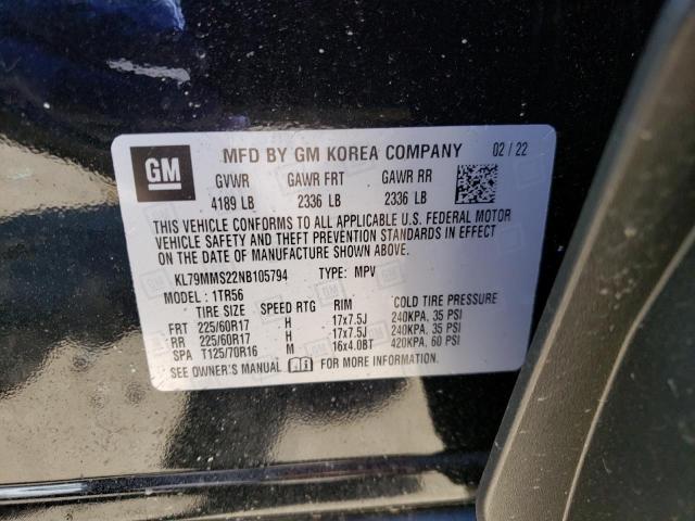 Photo 10 from auction – 2022 CHEVROLET TRAILBLAZE with VIN KL79MMS22NB105794
