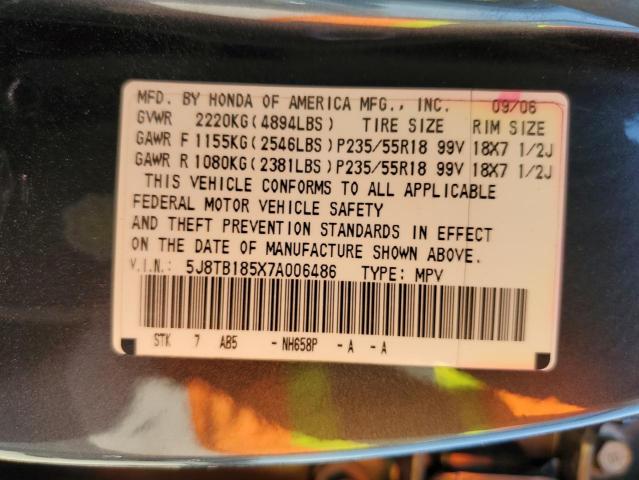 Photo 10 from auction – 2007 ACURA RDX TECHNO with VIN 5J8TB185X7A006486