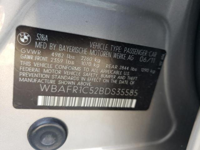 Photo 10 from auction – 2011 BMW 528 I with VIN WBAFR1C52BDS35585