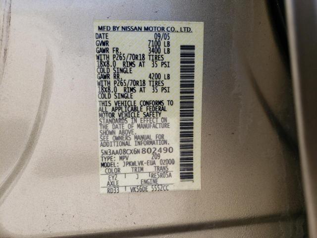 Photo 10 from auction – 2006 INFINITI QX56 with VIN 5N3AA08CX6N802490