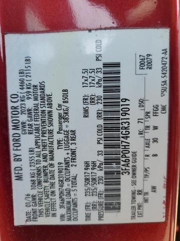Photo 10 from auction – 2016 FORD FUSION SE with VIN 3FA6P0H74GR319019