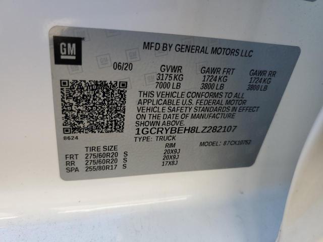 Photo 10 from auction – 2020 CHEVROLET SILVERADO with VIN 1GCRYBEH8LZ282107