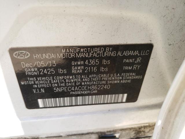 Photo 10 from auction – 2014 HYUNDAI SONATA SE with VIN 5NPEC4AC0EH862240
