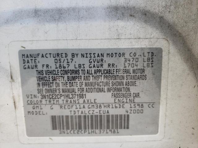 Photo 10 from auction – 2017 NISSAN VERSA NOTE with VIN 3N1CE2CP1HL371981
