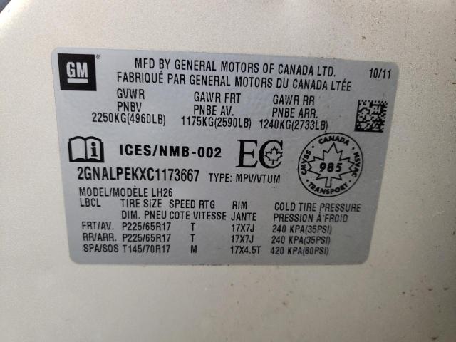 Photo 10 from auction – 2012 CHEVROLET EQUINOX LT with VIN 2GNALPEKXC1173667
