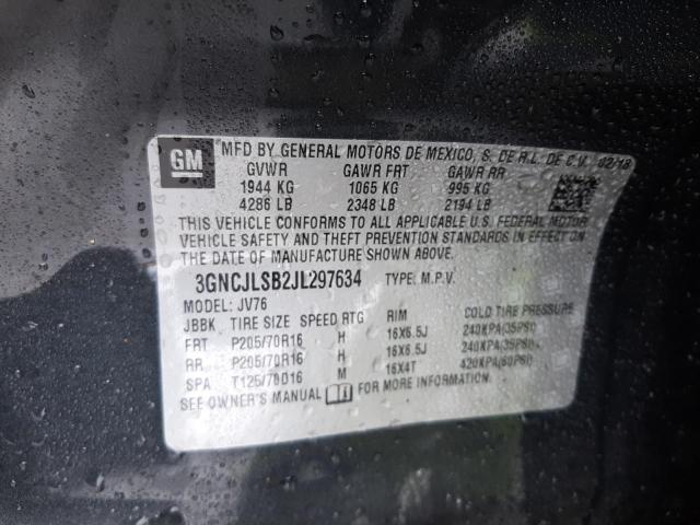 Photo 10 from auction – 2018 CHEVROLET TRAX 1LT with VIN 3GNCJLSB2JL297634