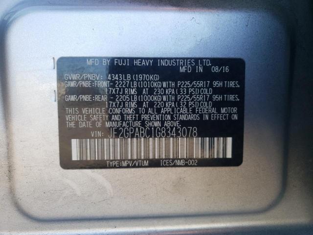 Photo 10 from auction – 2016 SUBARU CROSSTREK with VIN JF2GPABC1G8343078