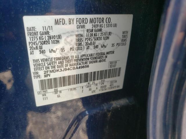 Photo 10 from auction – 2012 FORD EDGE SEL with VIN 2FMDK3J94CBA49856