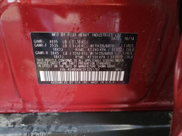 Photo 10 from auction – 2015 SUBARU OUTBACK 2. with VIN 4S4BSANC5F3251787