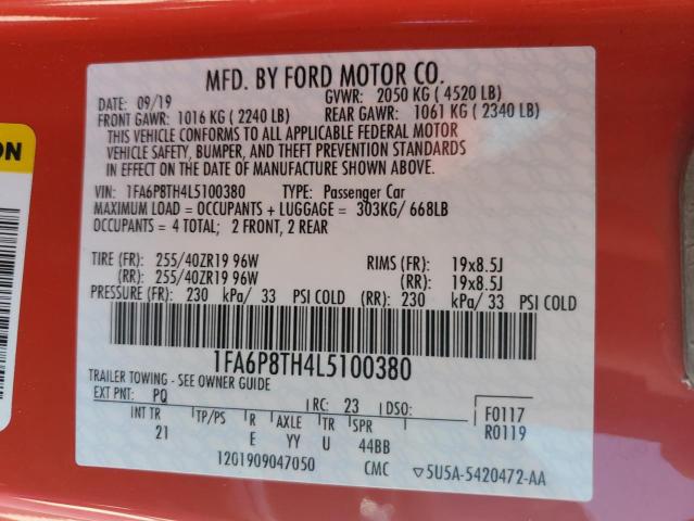 Photo 10 from auction – 2020 FORD MUSTANG with VIN 1FA6P8TH4L5100380