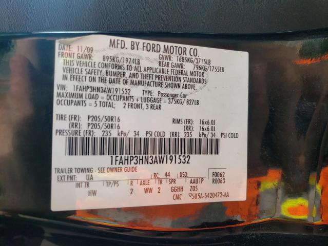 Photo 10 from auction – 2010 FORD FOCUS SEL with VIN 1FAHP3HN3AW191532