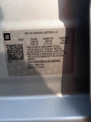 Photo 10 from auction – 2019 CHEVROLET SONIC LT with VIN 1G1JD6SB1K4139066