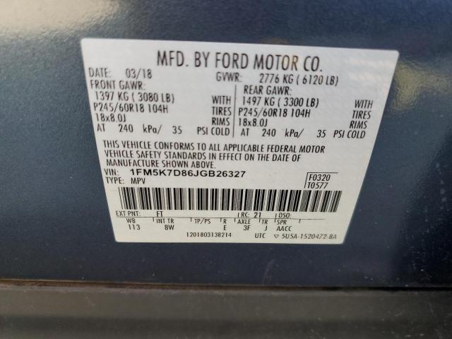 Photo 10 from auction – 2018 FORD EXPLORER X with VIN 1FM5K7D86JGB26327