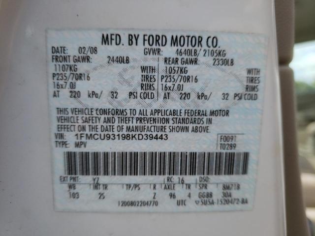 Photo 10 from auction – 2008 FORD ESCAPE XLT with VIN 1FMCU93198KD39443