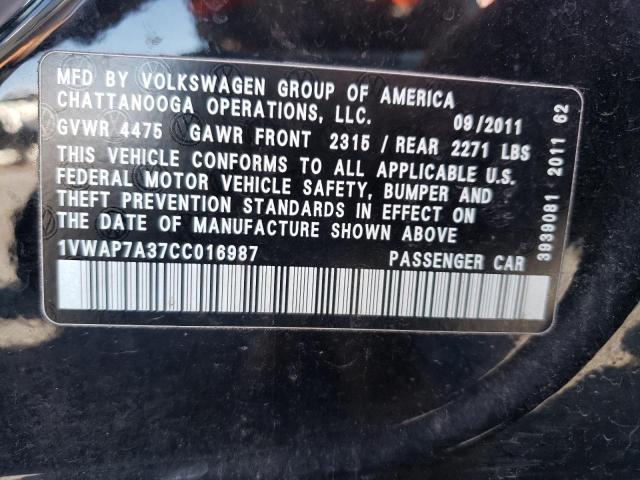 Photo 10 from auction – 2012 VOLKSWAGEN PASSAT S with VIN 1VWAP7A37CC016987