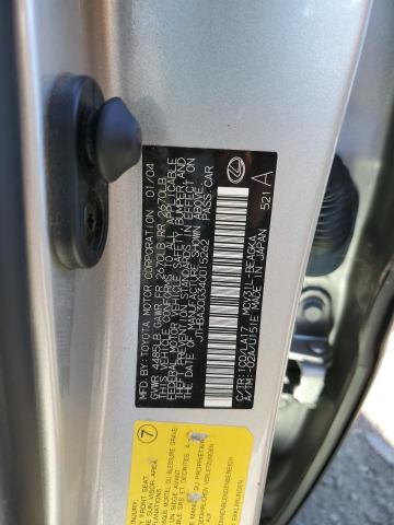 Photo 10 from auction – 2004 LEXUS ES 330 with VIN JTHBA30G340015262