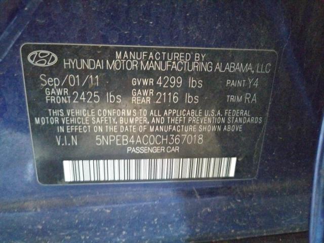 Photo 10 from auction – 2012 HYUNDAI SONATA GLS with VIN 5NPEB4AC0CH367018