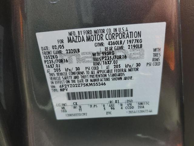 Photo 10 from auction – 2005 MAZDA TRIBUTE I with VIN 4F2YZ02Z75KM55346