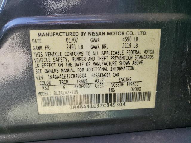 Photo 10 from auction – 2007 NISSAN MAXIMA SE with VIN 1N4BA41E37C849304