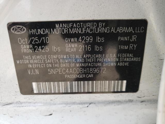 Photo 10 from auction – 2011 HYUNDAI SONATA SE with VIN 5NPEC4AC0BH189672