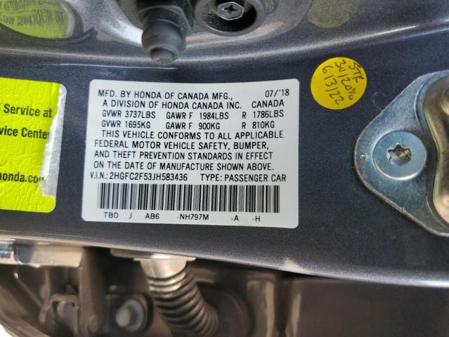 Photo 10 from auction – 2018 HONDA CIVIC LX with VIN 2HGFC2F53JH583436