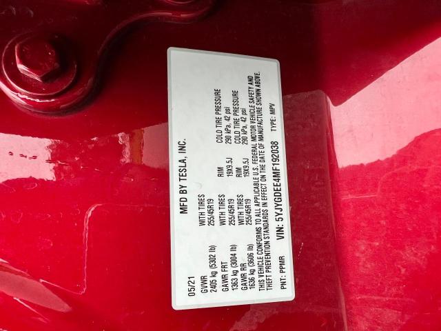 Photo 10 from auction – 2021 TESLA MODEL Y with VIN 5YJYGDEE4MF192038