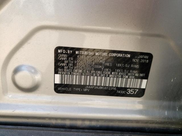 Photo 10 from auction – 2019 MITSUBISHI OUTLANDER with VIN JA4AP3AU8KU012356