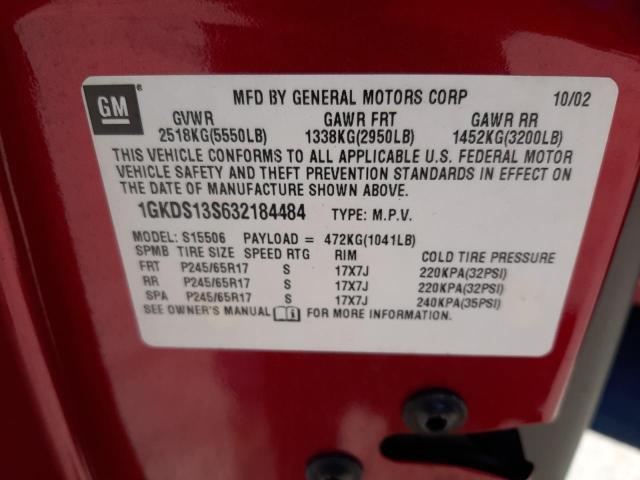 Photo 10 from auction – 2003 GMC ENVOY with VIN 1GKDS13S632184484
