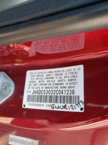 Photo 10 from auction – 2002 ACURA RSX TYPE-S with VIN JH4DC53032C041238