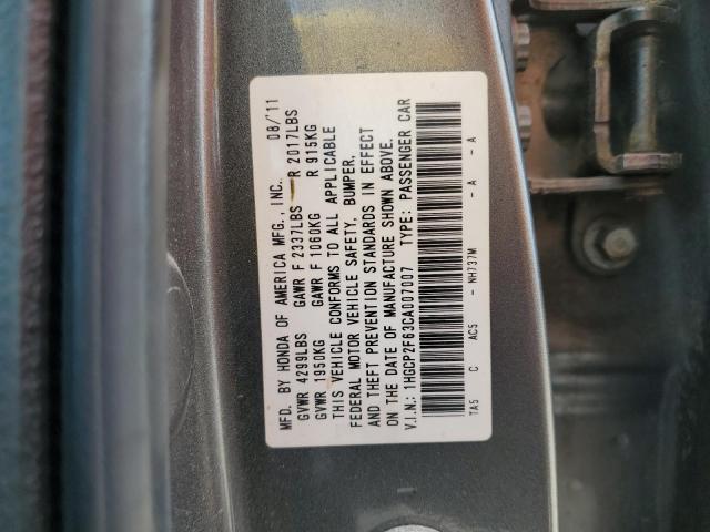 Photo 10 from auction – 2012 HONDA ACCORD SE with VIN 1HGCP2F63CA007007
