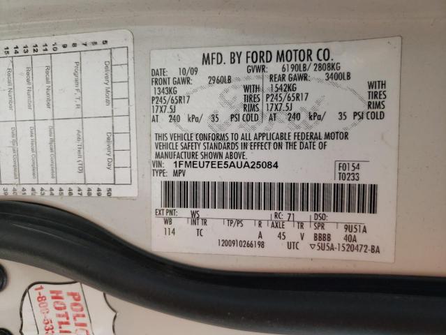 Photo 10 from auction – 2010 FORD EXPLORER E with VIN 1FMEU7EE5AUA25084