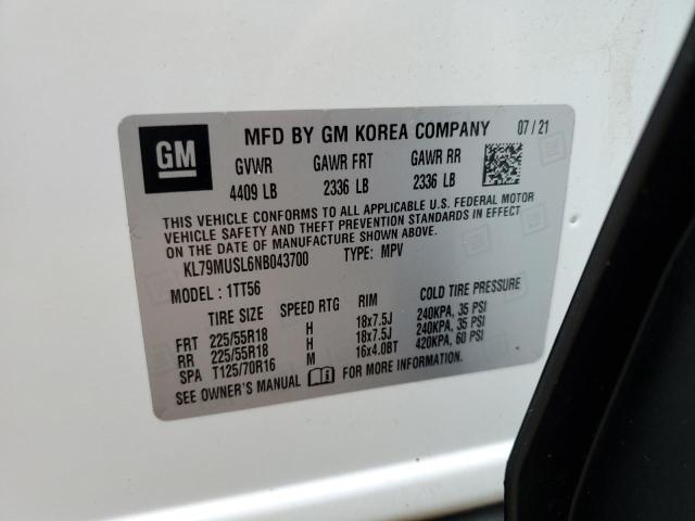 Photo 10 from auction – 2022 CHEVROLET TRAILBLAZE with VIN KL79MUSL6NB043700
