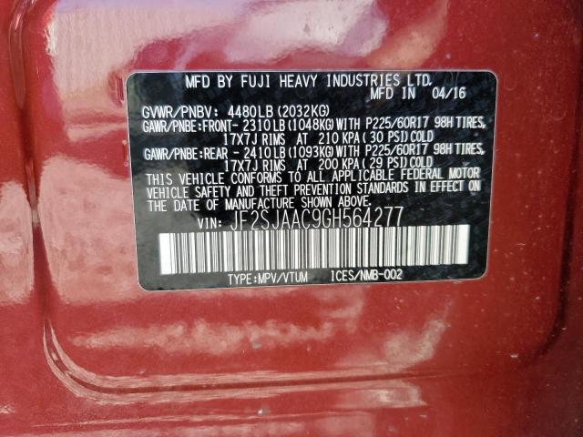 Photo 10 from auction – 2016 SUBARU FORESTER 2 with VIN JF2SJAAC9GH564277