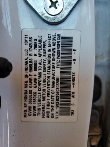 Photo 10 from auction – 2012 HONDA CIVIC LX with VIN 19XFB2F59CE022061