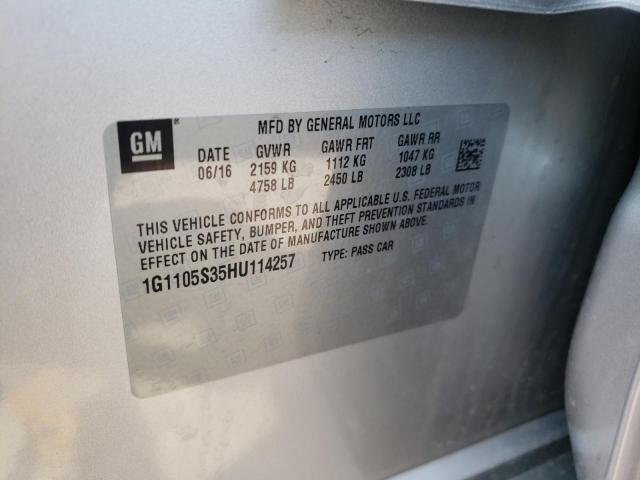 Photo 10 from auction – 2017 CHEVROLET IMPALA LT with VIN 1G1105S35HU114257