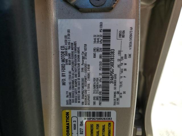 Photo 10 from auction – 2019 FORD FUSION S with VIN 3FA6P0G75KR283383