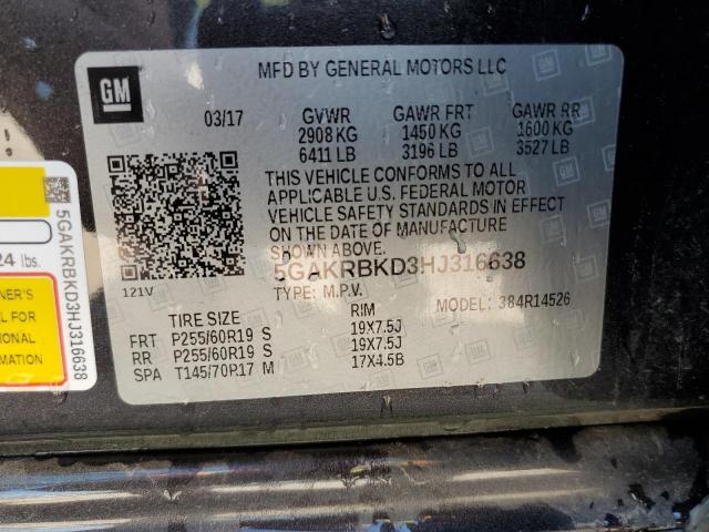 Photo 10 from auction – 2017 BUICK ENCLAVE with VIN 5GAKRBKD3HJ316638