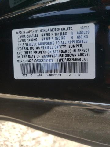 Photo 10 from auction – 2012 HONDA CR-Z EX with VIN JHMZF1D6XCS001979