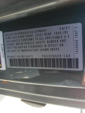 Photo 10 from auction – 2007 VOLKSWAGEN RABBIT with VIN WVWBS71KX7W238473