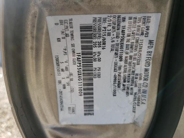 Photo 10 from auction – 2004 FORD TAURUS SES with VIN 1FAFP55UX4G111009