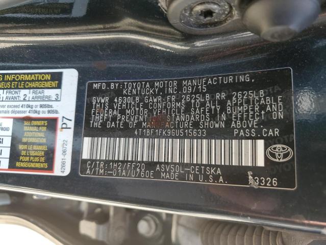 Photo 10 from auction – 2016 TOYOTA CAMRY LE with VIN 4T1BF1FK9GU515633