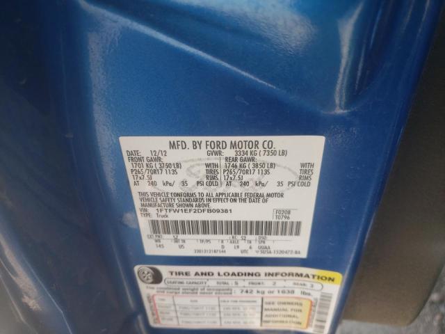 Photo 10 from auction – 2013 FORD F150 SUPER with VIN 1FTFW1EF2DFB09381