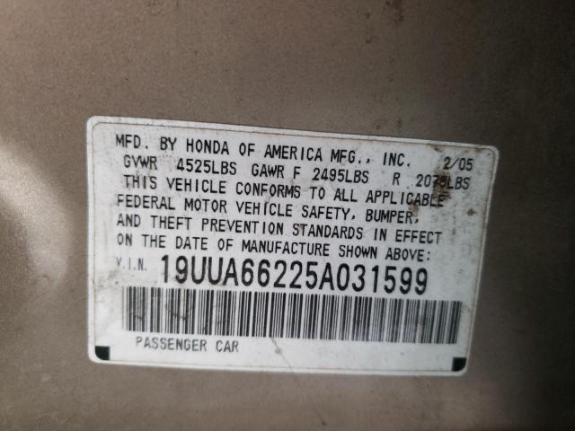 Photo 10 from auction – 2005 ACURA TL with VIN 19UUA66225A031599